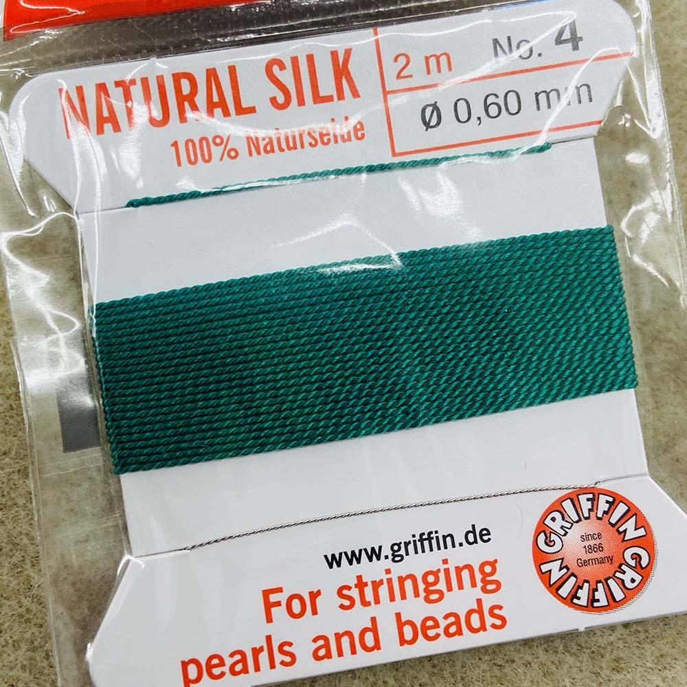 Green Size 4 (.6MM) Griffin Silk Bead Cord With Flex Needle