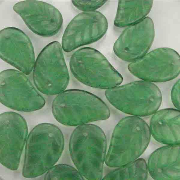 Green Tourmaline Leaf 14X9MM Leaf Front To Back Hole