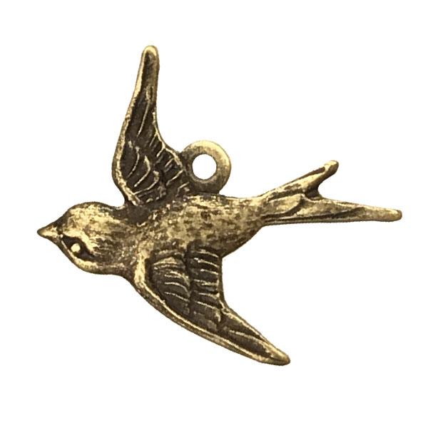 Left Facing Antique Brass Plate 17x15MM Swallow Bird
