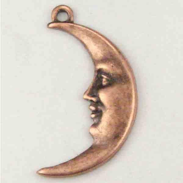 Left Facing Antique Copper Plate 17x10MM Crescent Moon