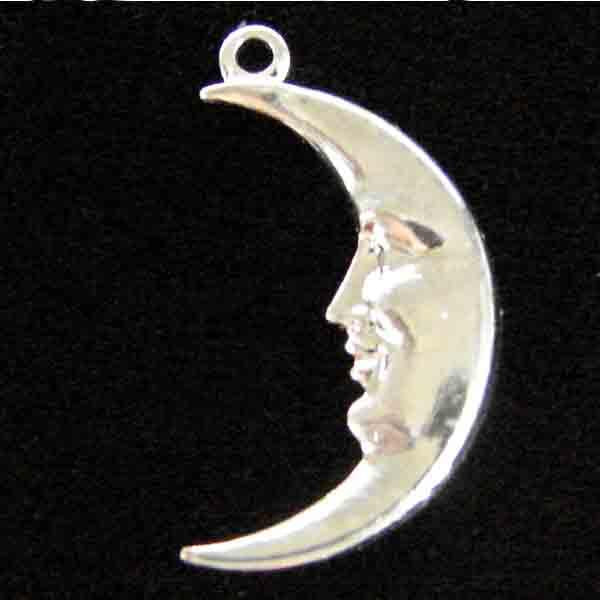 Left Facing Silver Plate 17x10MM Crescent Moon