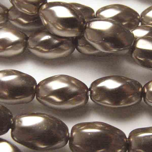 Light Brown Pearl 9X6MM Twisted Oval