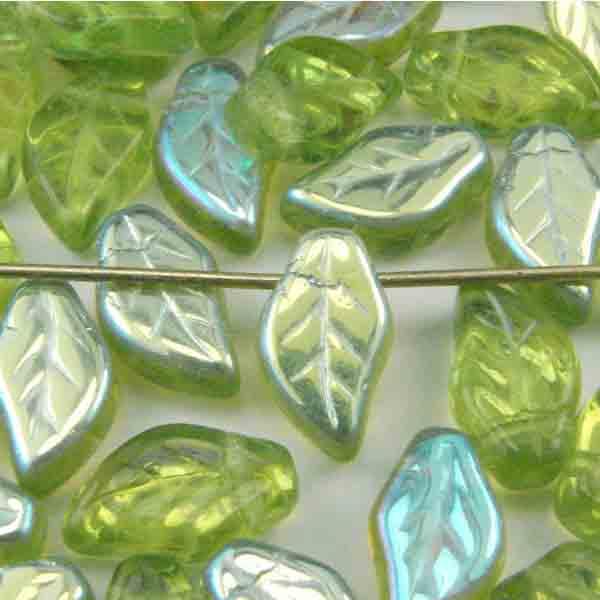 Light Olivine Ab 11X6MM Leaf