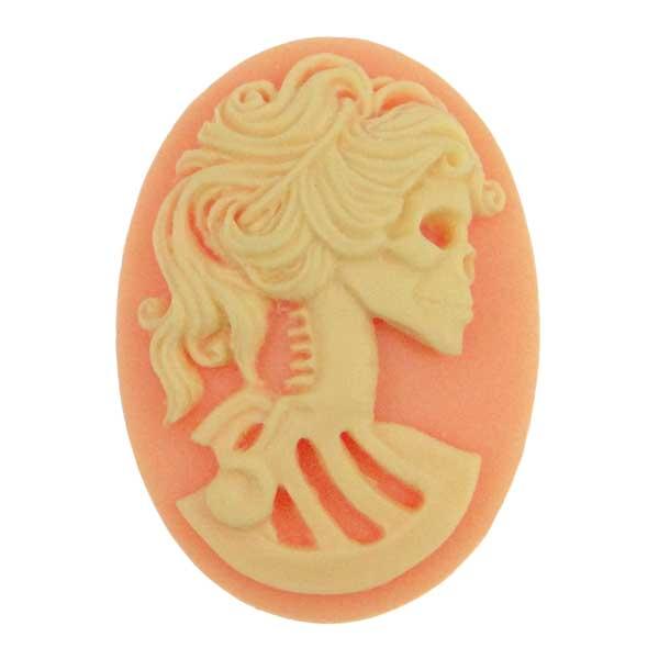 Light Rose With Ivory 25x18MM Lady Skeleton Cameo