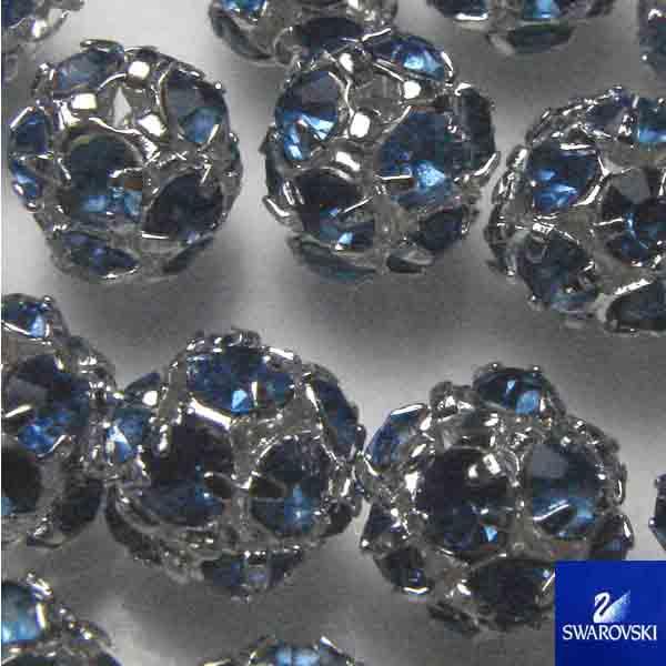 Light Sapphire with Silver 4.5MM Swarovski Rhinestone Ball Bead
