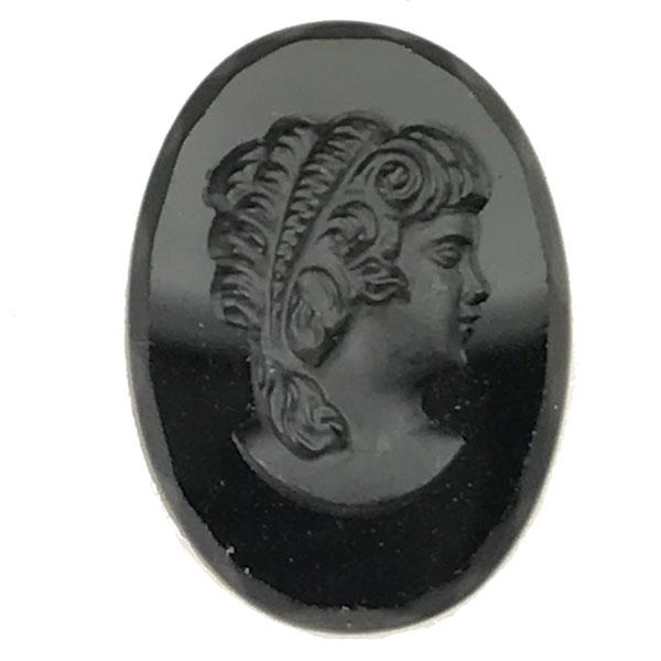 Matte On Glossy Hematite 18X13MM Cameo