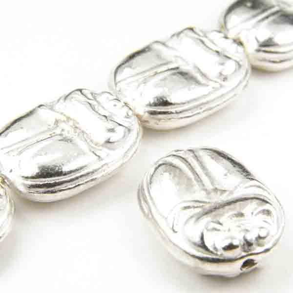 Matte Silver Plate 14x11MM Double Sided Scarab Bead