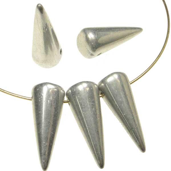 Metallic Silver Handmade 17x7MM Spike