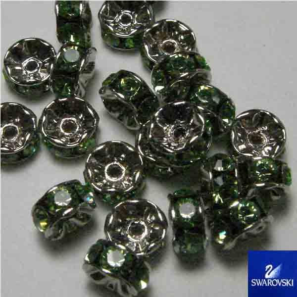 Peridot/Silver 6MM Swarovski Crystal Rhinestone Rondelle