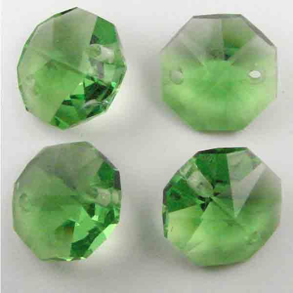 Peridot 14MM Machine Cut 2 Hole Octogon