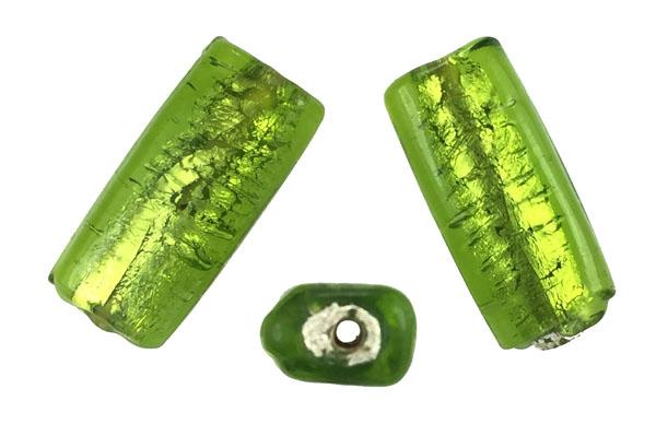 Peridot Silver Foil Lined 25x11MM Rectangle With 2MM Large Hole