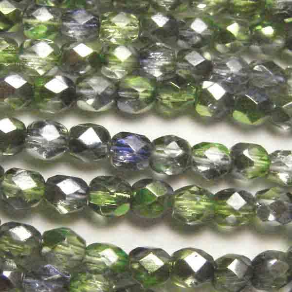 Peridot and Purple with Silver 6MM Fire Polish Ball