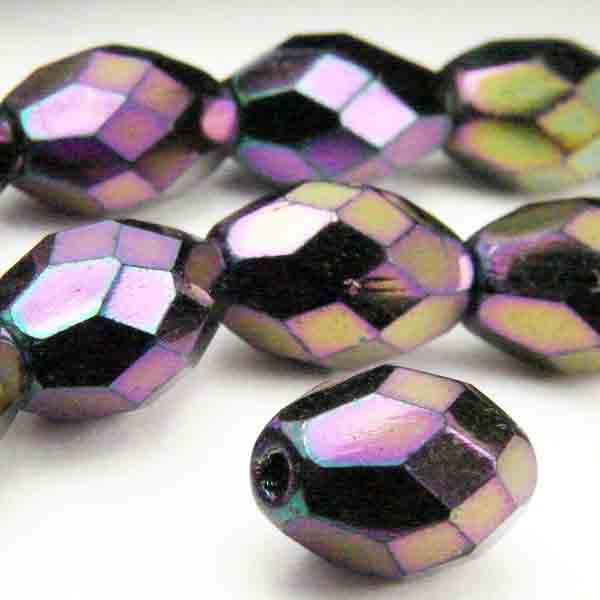 Purple Iris 10x7MM Fire Polish Ball