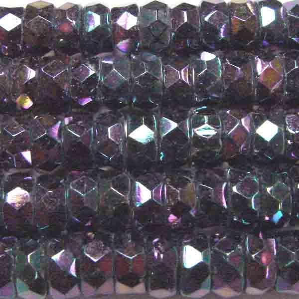 Purple Iris 6MM Fire Polish Edge Disc Rondelle