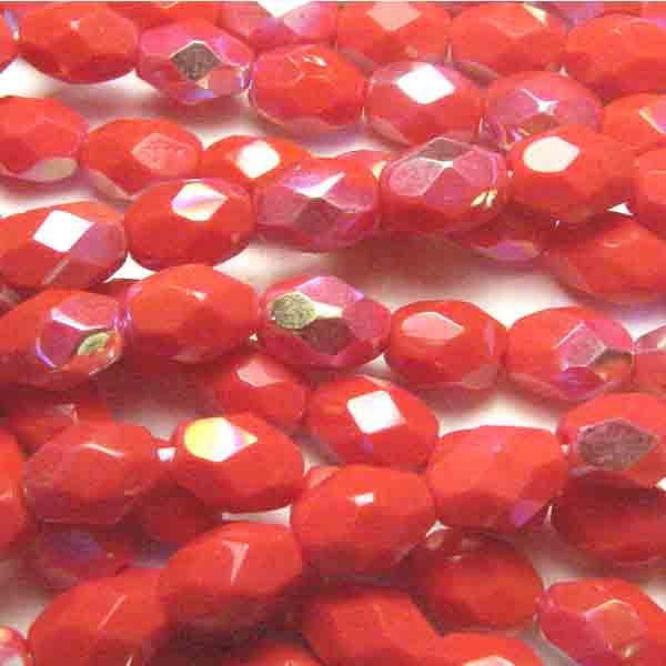 Red Ab 7X5MM Fire Polish Oval