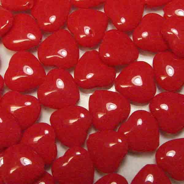 Red Heart Bead 10MM Opaque