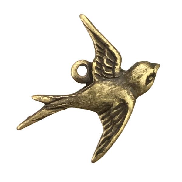 Right Facing Antique Brass Plate 17x15MM Swallow Bird