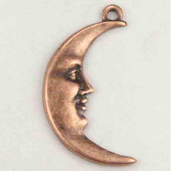 Right Facing Antique Copper Plate 17x10MM Crescent Moon