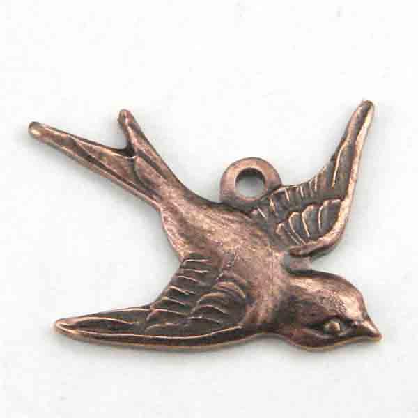Right Facing Antique Copper Plate 17x15MM Swallow Bird