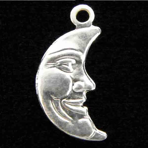 Right Facing Sterling Silver 12X7MM Moon Face