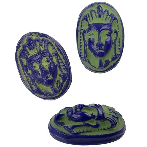 Royal/Green Pharaoh Head 11X16MM