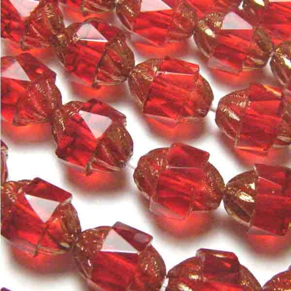 Ruby 10X8MM Lantern Oval with Gold Ends