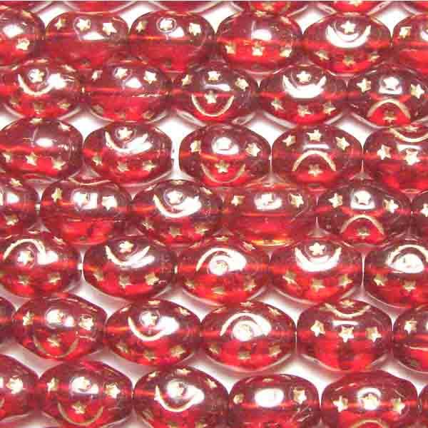 Ruby 13X9MM Oval With Gold Stars_