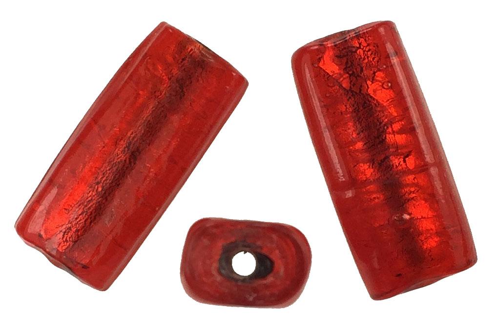 Ruby Silver Foil Lined 25x11MM Rectangle With 2MM Large Hole