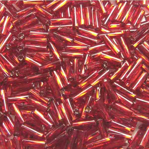 Ruby Silver Lined Sz 3 (7x2MM) Twisted Bugle