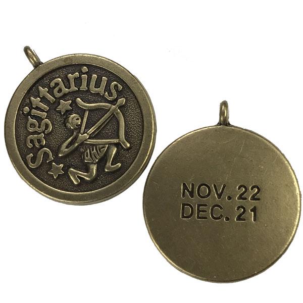 Sagittarius 24MM Antique Brass Coin Pendant