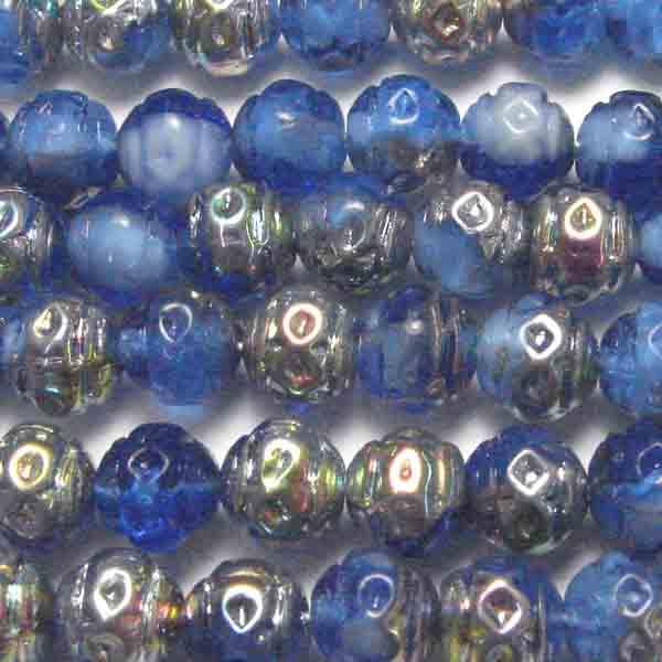 Sapphire Vitrail 7MM Textured Ball With Milky White Inclusions