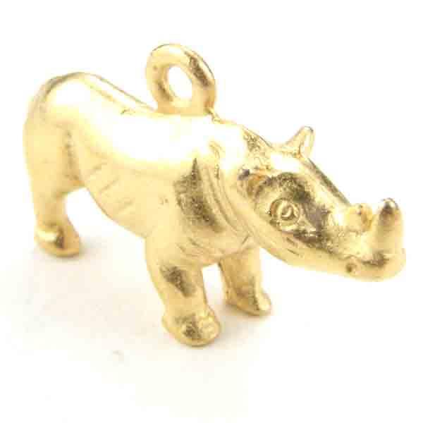 Satin Gold 12x23MM Rhino 3-D Penant