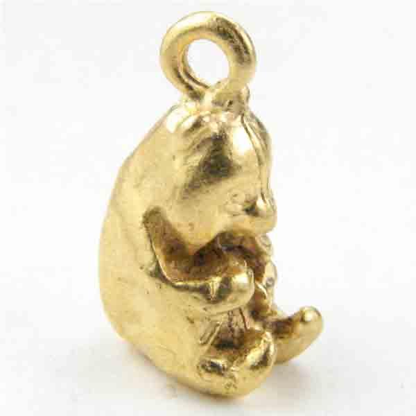 Satin Gold 12x9MM Panda 3-D Pendant