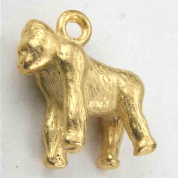 Satin Gold 14MM Gorilla 3-D Pendant