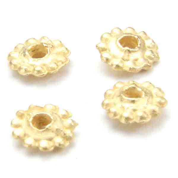 Satin Gold Plate 5x2 Rondelle  Spacer with Beaded Edge