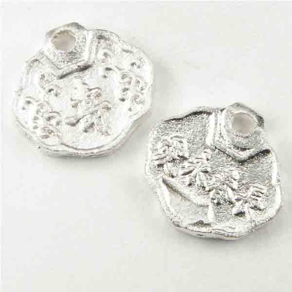 Satin Silver 12MM Scalloped Amulet