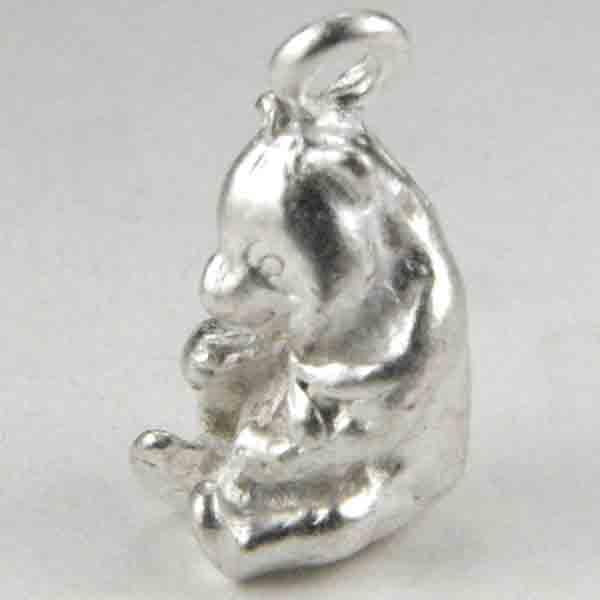 Satin Silver 12x9MM Panda 3-D Pendant