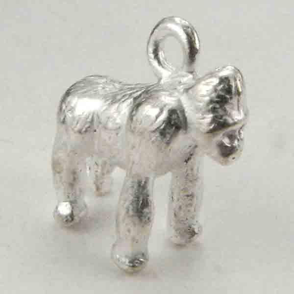 Satin Silver 14MM Gorilla 3-D Pendant