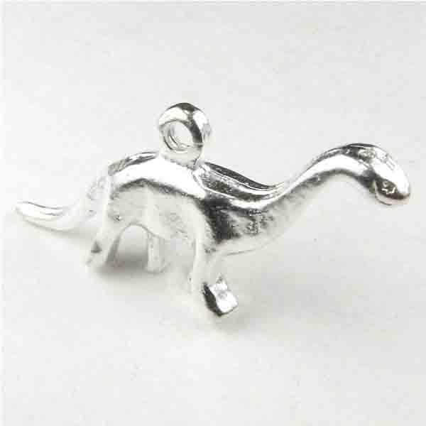 Satin Silver Plate 13x26MM Brontosaurus Dinosaur