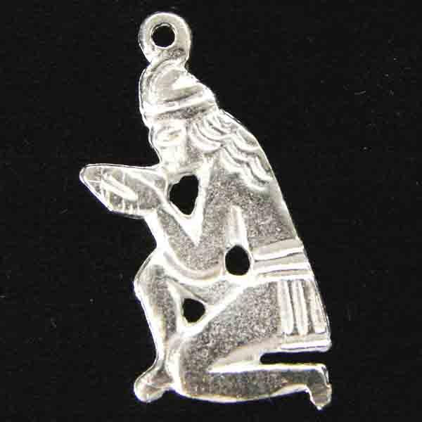 Satin Silver Plate 24x15MM Peruvian Kneeling Figure