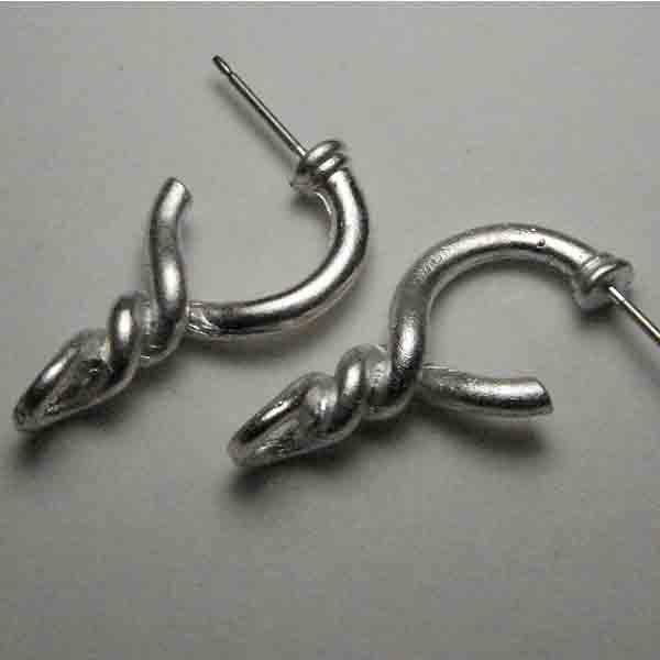 Satin Silver Plate 25MM Twisted Ear Dangle with Loop