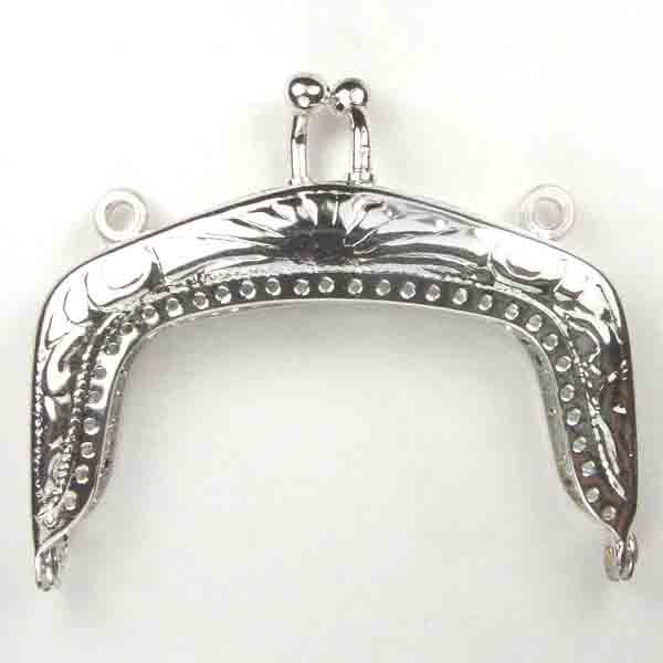 Silver 2.25 Inch Inch Art Deco Handbag Frame