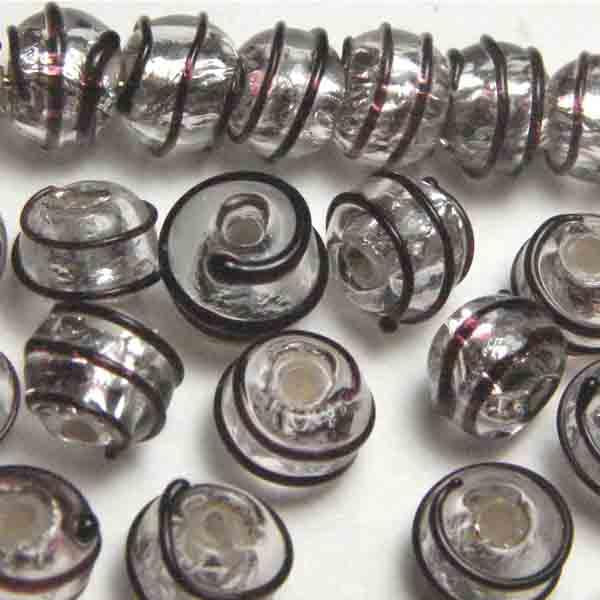 Silver Foil 6MM  Ball Crystal with Jet Winding