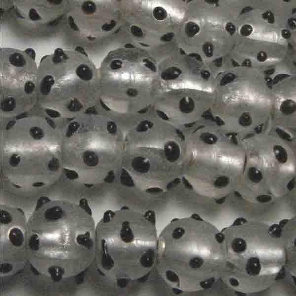 Silver Lined Crystal with Jet Dots 12MM