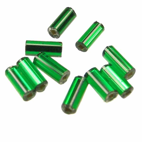 Silver Lined Kelly Green Bugle Size 2 4.5x2MM