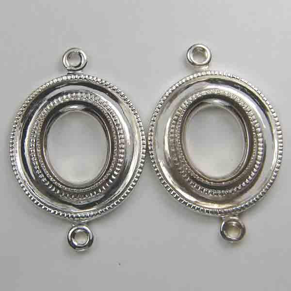 Silver Plate 10X8MM Cabochon Connector Setting