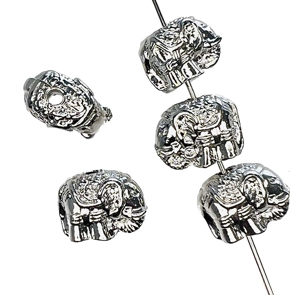 Silver Plate 11x12MM Elephant Bead