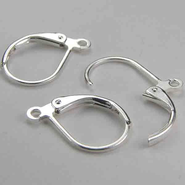 Silver Plate 13x10MM Leverback Ear Clip with Plain Front