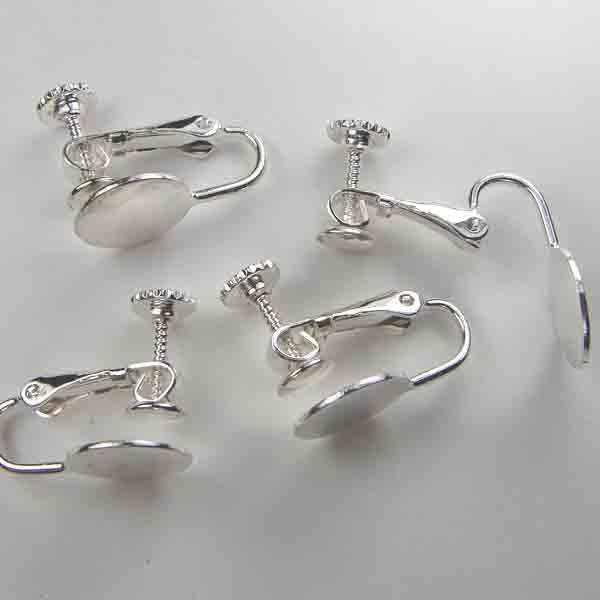Silver Plate 13x9MM Clip On With Screw Back And 10MM Gluing Pad