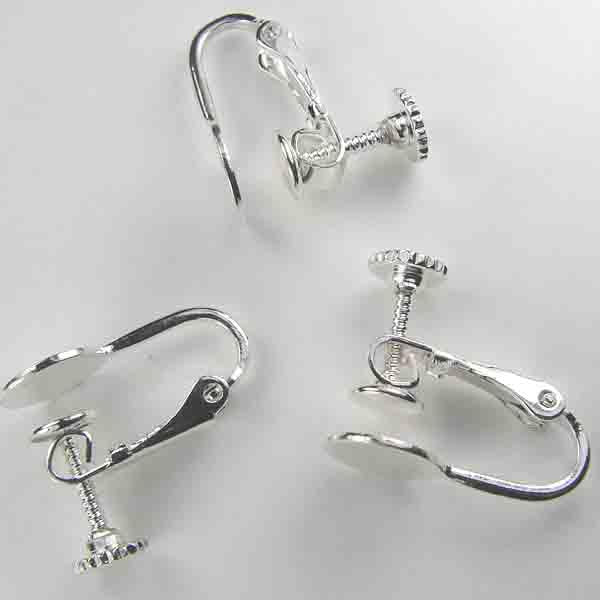 Silver Plate 13x9MM Clip On With Screw Back And 8MM Gluing Pad